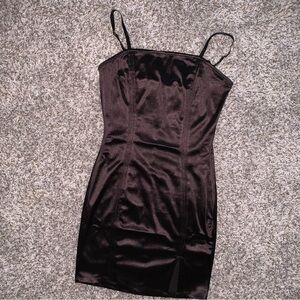 IRIS Black Spaghetti Strap Bodycon Mini Dress